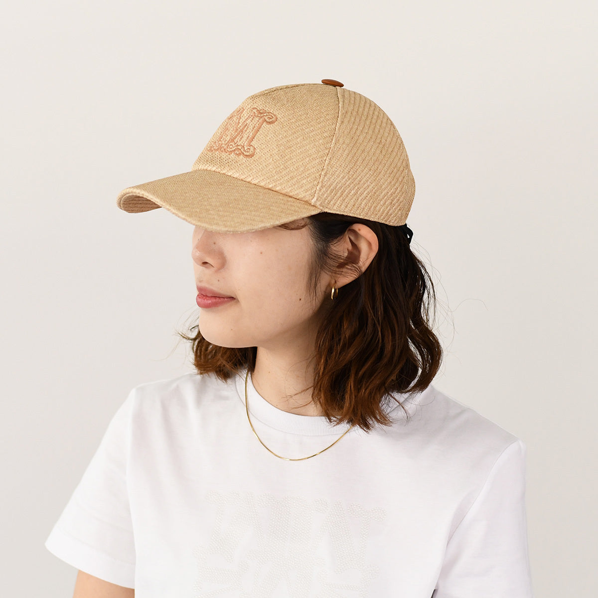 Max Mara JEZ 라피아 베이스볼 캡 