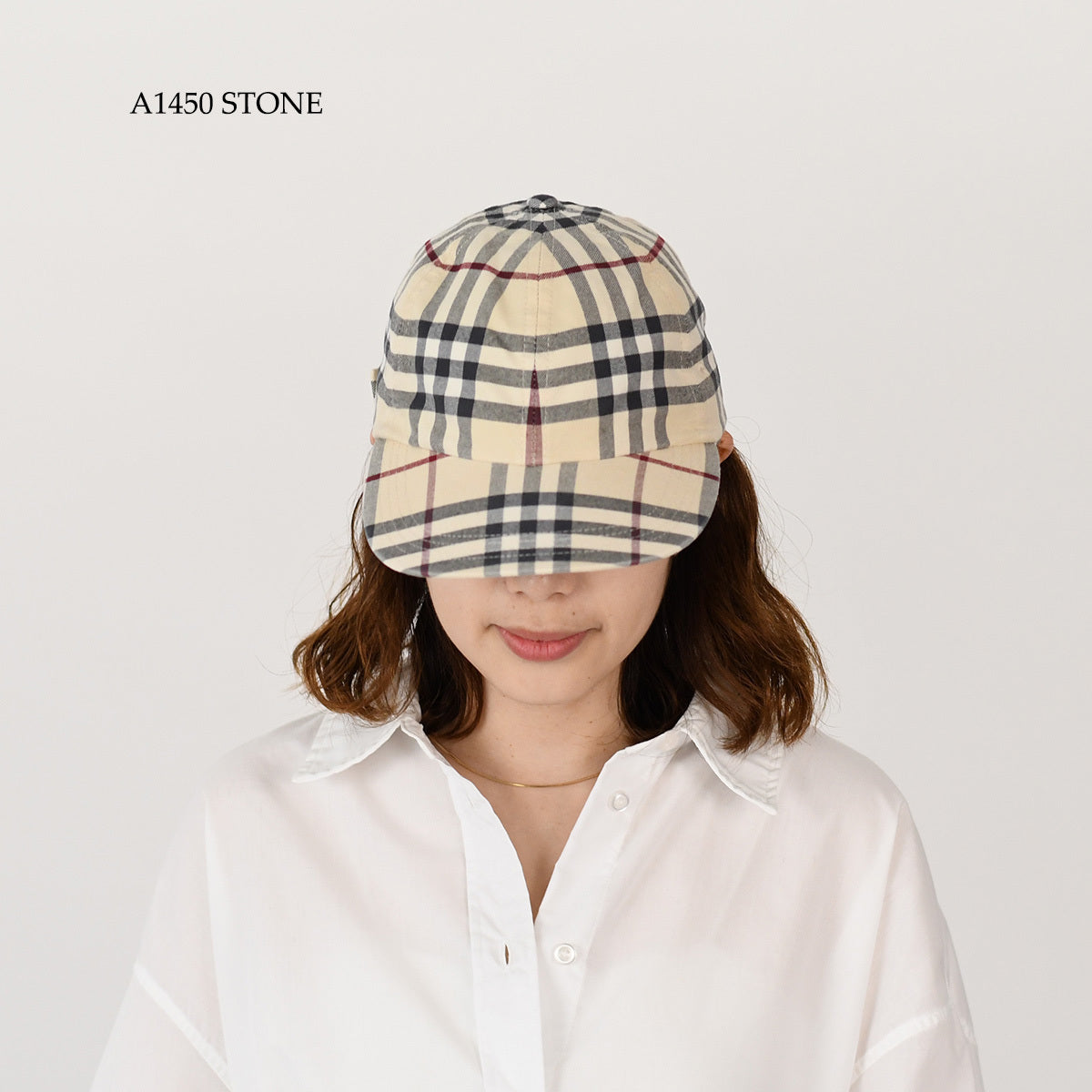 BURBERRY 체크 코튼 베이스볼 캡 