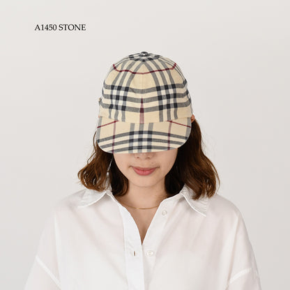 BURBERRY 체크 코튼 베이스볼 캡 