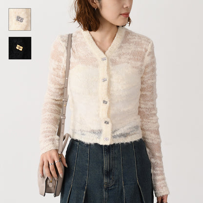 GANNI ALPACA MOHAIR BOUCLE CARDIGAN