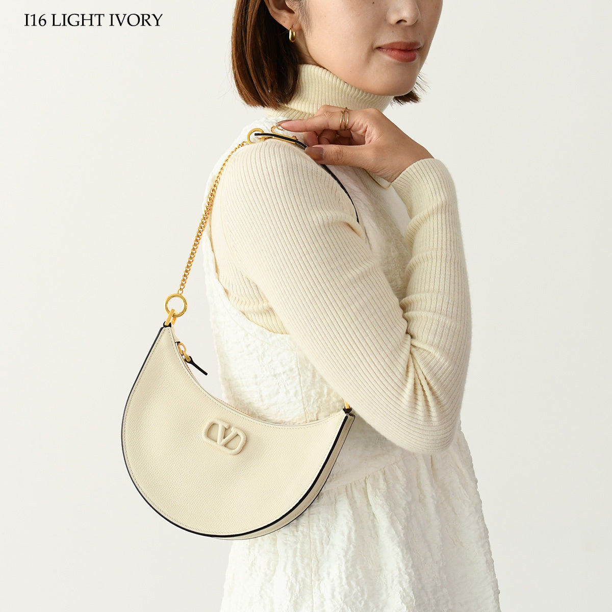 VALENTINO Vロゴ カーフスキン ミニ ホーボーバッグ
