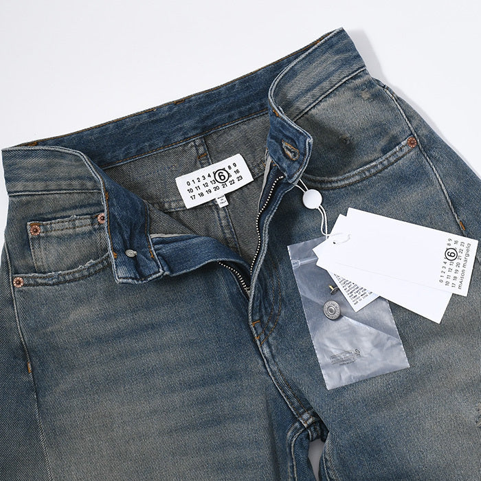 MM6 distressed wide jeans 