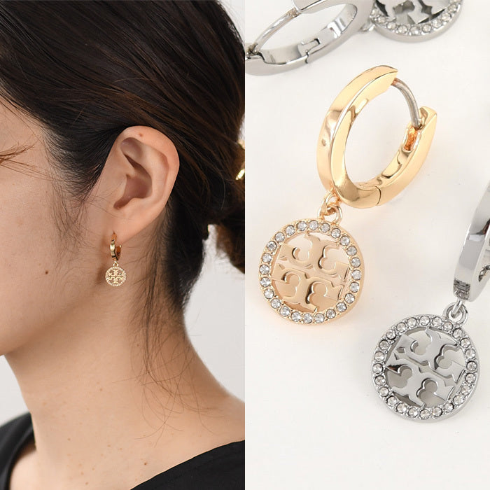 TORY BURCH ミラー パヴェ フープ ピアス