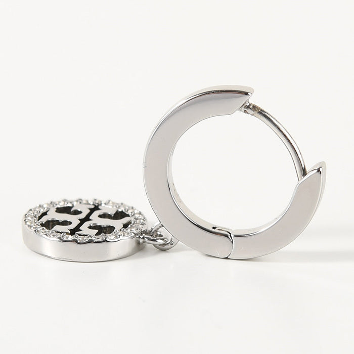 TORY BURCH ミラー パヴェ フープ ピアス