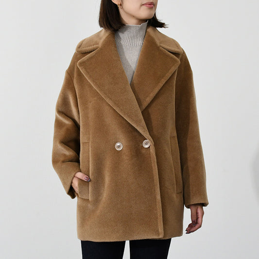 Max Mara Studio GIO アルパカ ウール ダブルブレスト ピーコート