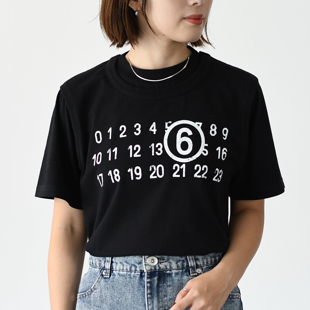 MM6 ツーレイヤー コットンジャージーTシャツ