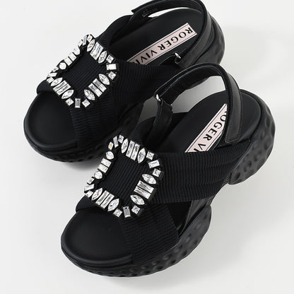 Roger Vivier 비브 런 패브릭 샌들 