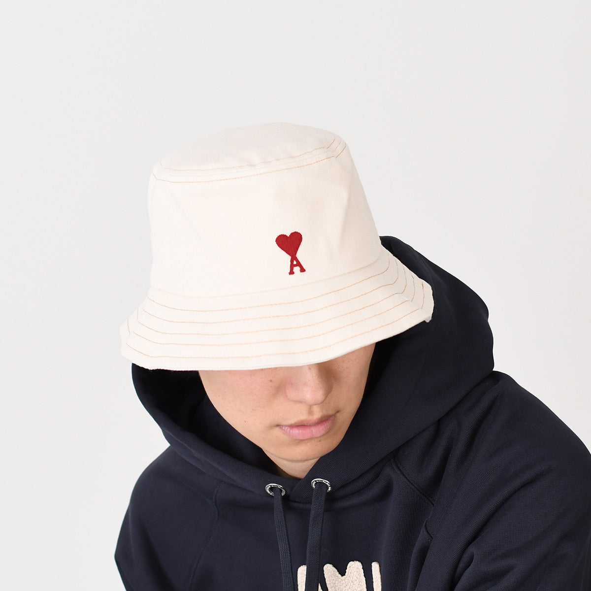 AMI PARIS AMI DE COEUR アミパリス Ami de Coeur エンブロイダリー ウォッシュドデニム バケットハット