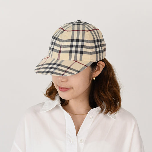 BURBERRY 체크 코튼 베이스볼 캡 