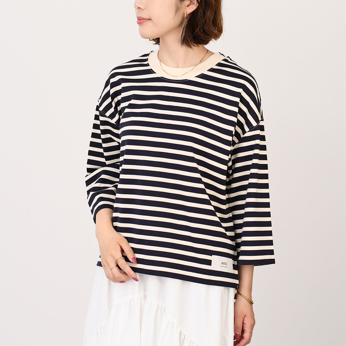 AMI ALEXANDRE MATTIUSSI AMI DE COEUR Ami Paris Recycled Cotton Loose Striped T-Shirt 
