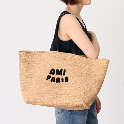 AMI PARIS AMI DE COEUR アミパリス AMI PARIS  ナチュラルラフィア トートバッグ