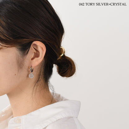 TORY BURCH ミラー パヴェ フープ ピアス