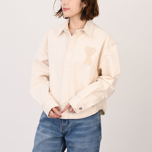 AMI PARIS AMI DE COEUR アミパリス Ami de Coeur カラーコットンツイル クロップド シャツ