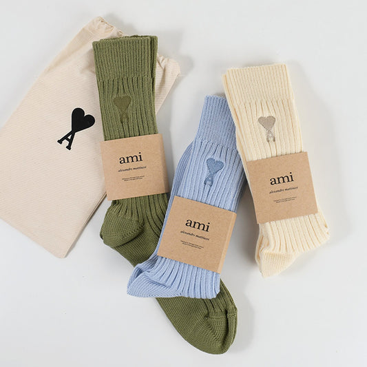 AMI PARIS コットンブレンド プレーンソックス