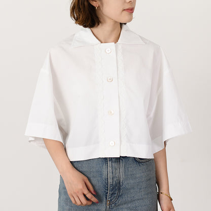 PATOU サステナブルコットン製ウェーブ クロップドシャツ