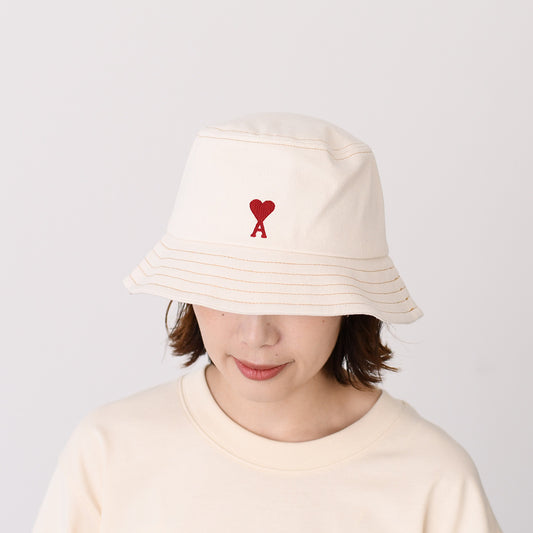 AMI PARIS AMI DE COEUR アミパリス Ami de Coeur エンブロイダリー ウォッシュドデニム バケットハット