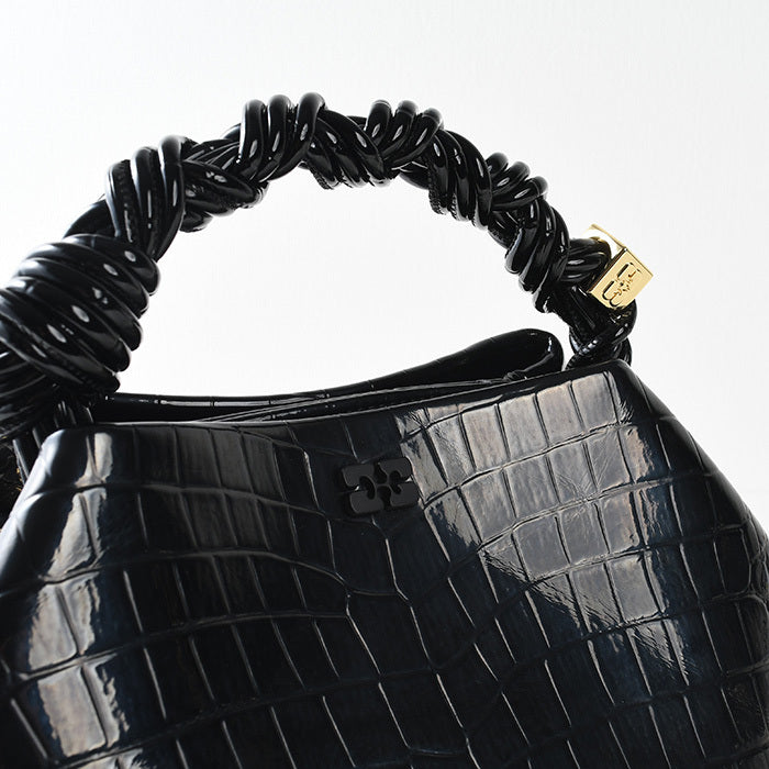 GANNI CROCO PATENT BOU BAG 
