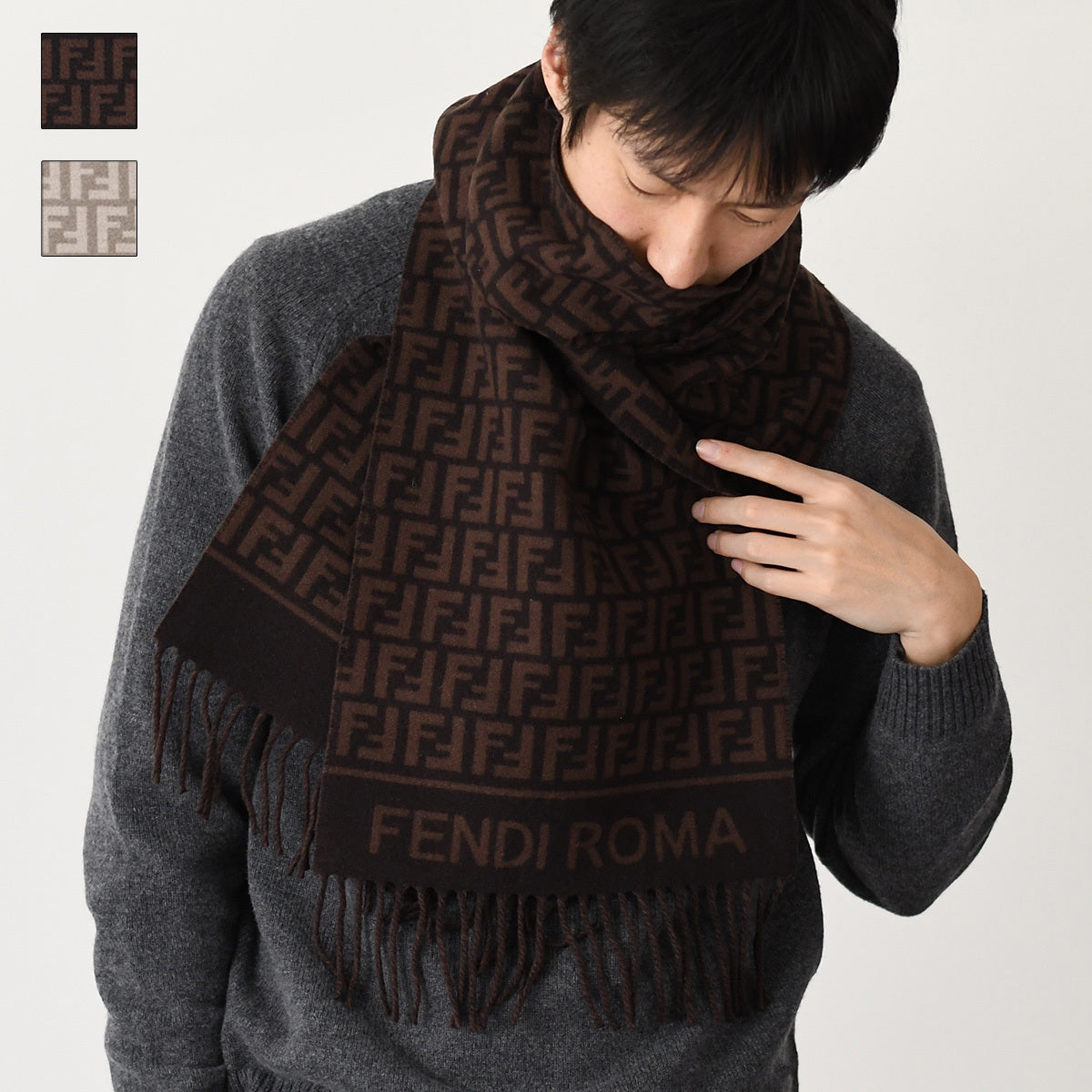 FENDI FF wool and cashmere scarf 