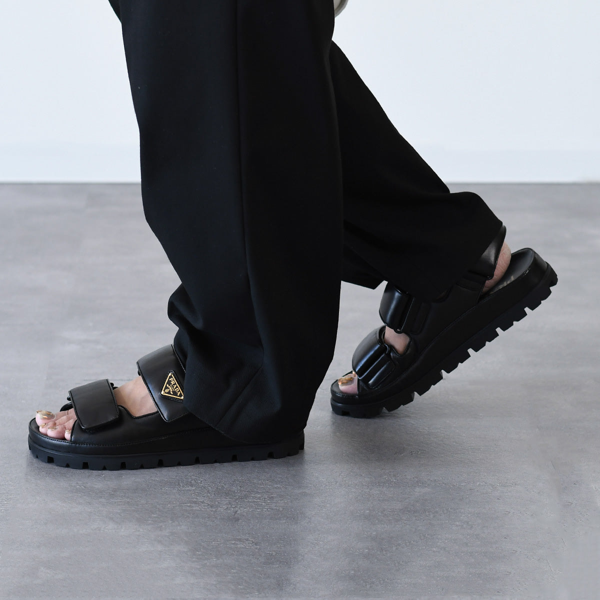 Prada nappa leather flat sandals 