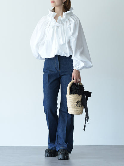 PATOU オーガニックコットンデニム フレアーパンツ