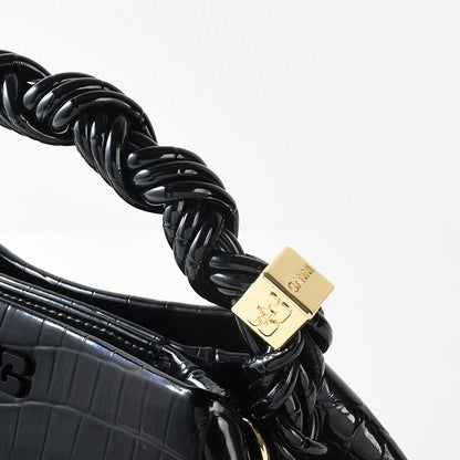 GANNI CROCO PATENT BOU BAG 