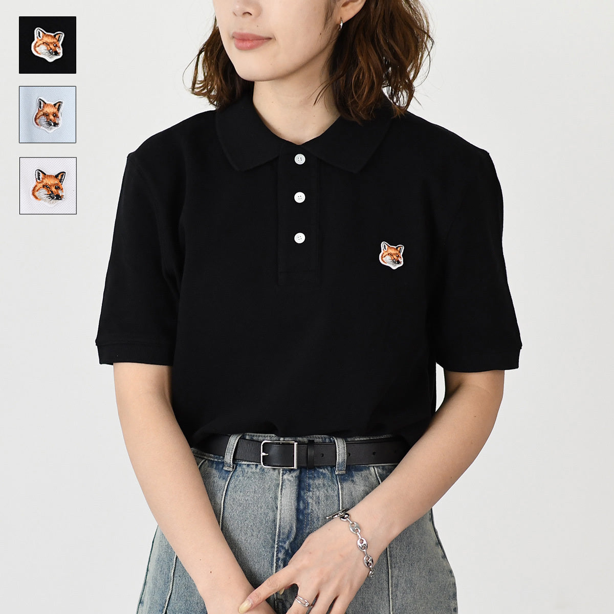 MAISON KITSUNE フォックスヘッド パッチ レギュラー ポロ