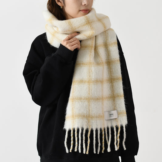 AMI PARIS チェック柄 Amiラベル スカーフ