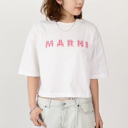 MARNI T-shirt in jersey cotton with checked Marni logo 