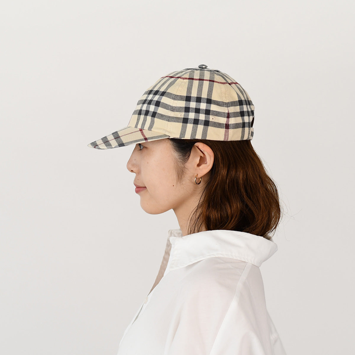 BURBERRY 체크 코튼 베이스볼 캡 
