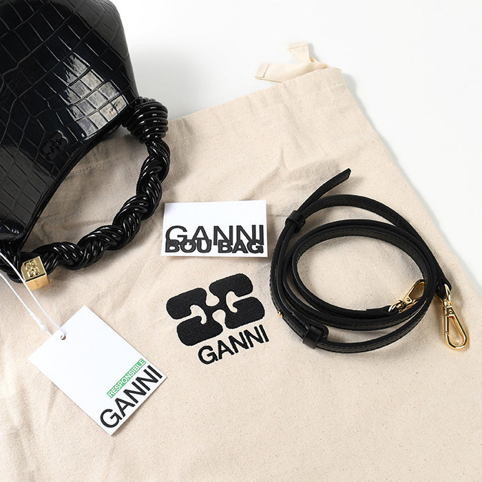 GANNI CROCO PATENT BOU BAG 
