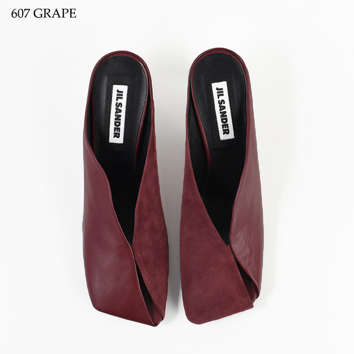 JILSANDER レザー スクエアトゥ ハイヒールミュール