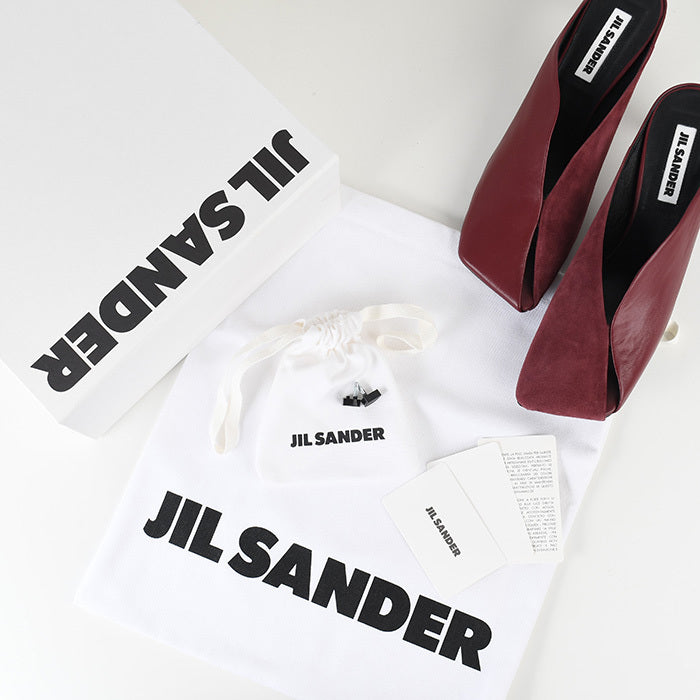 JILSANDER レザー スクエアトゥ ハイヒールミュール