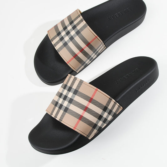 BURBERRY 체크 슬라이드 샌들 