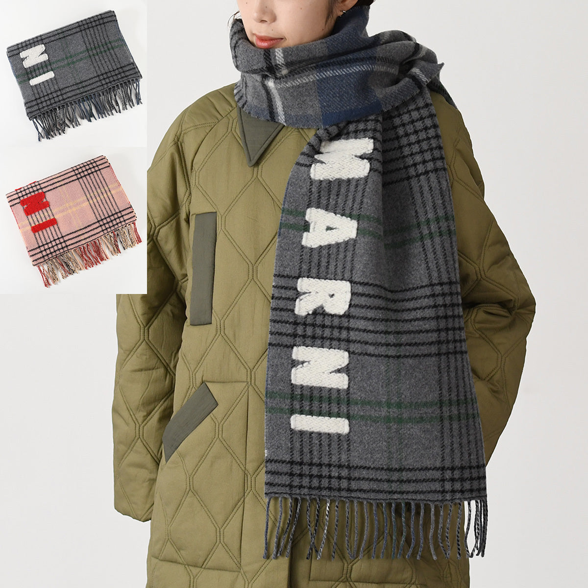 MARNI ダブルチェック ウール製 スカーフ