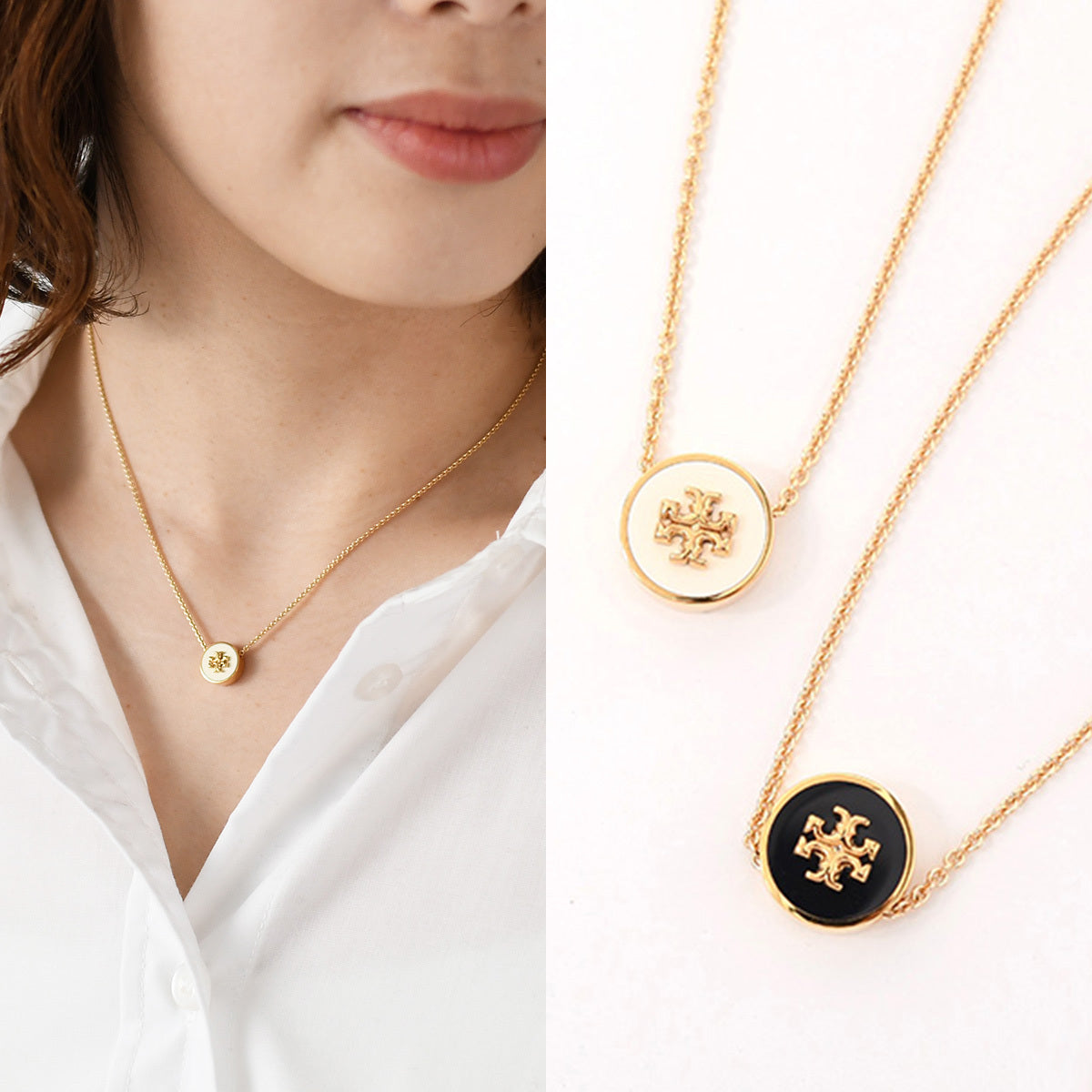 TORY BURCH Kira Enamel Pendant Necklace 