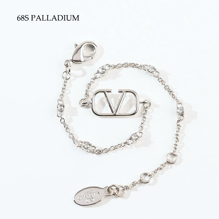 VALENTINO Vロゴ メタル x クリスタル ブレスレット