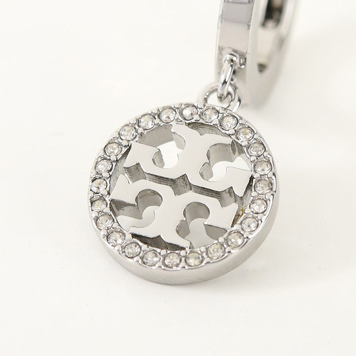 TORY BURCH ミラー パヴェ フープ ピアス