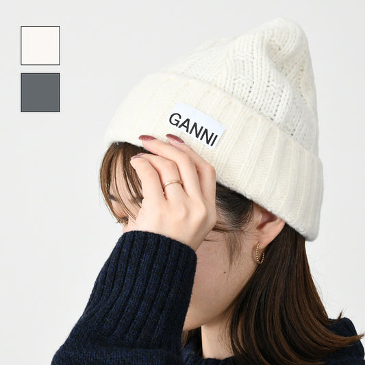 GANNI ウールケーブルビーニー