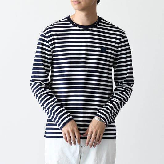 MAISON KITSUNE フォックスヘッド ストライプ ロングスリーブ Tシャツ