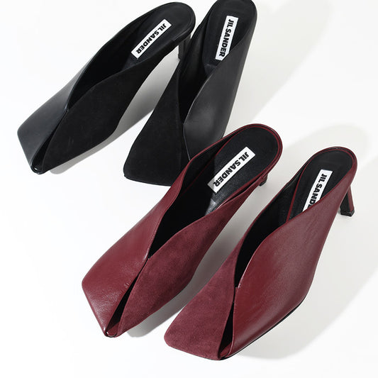 JILSANDER レザー スクエアトゥ ハイヒールミュール
