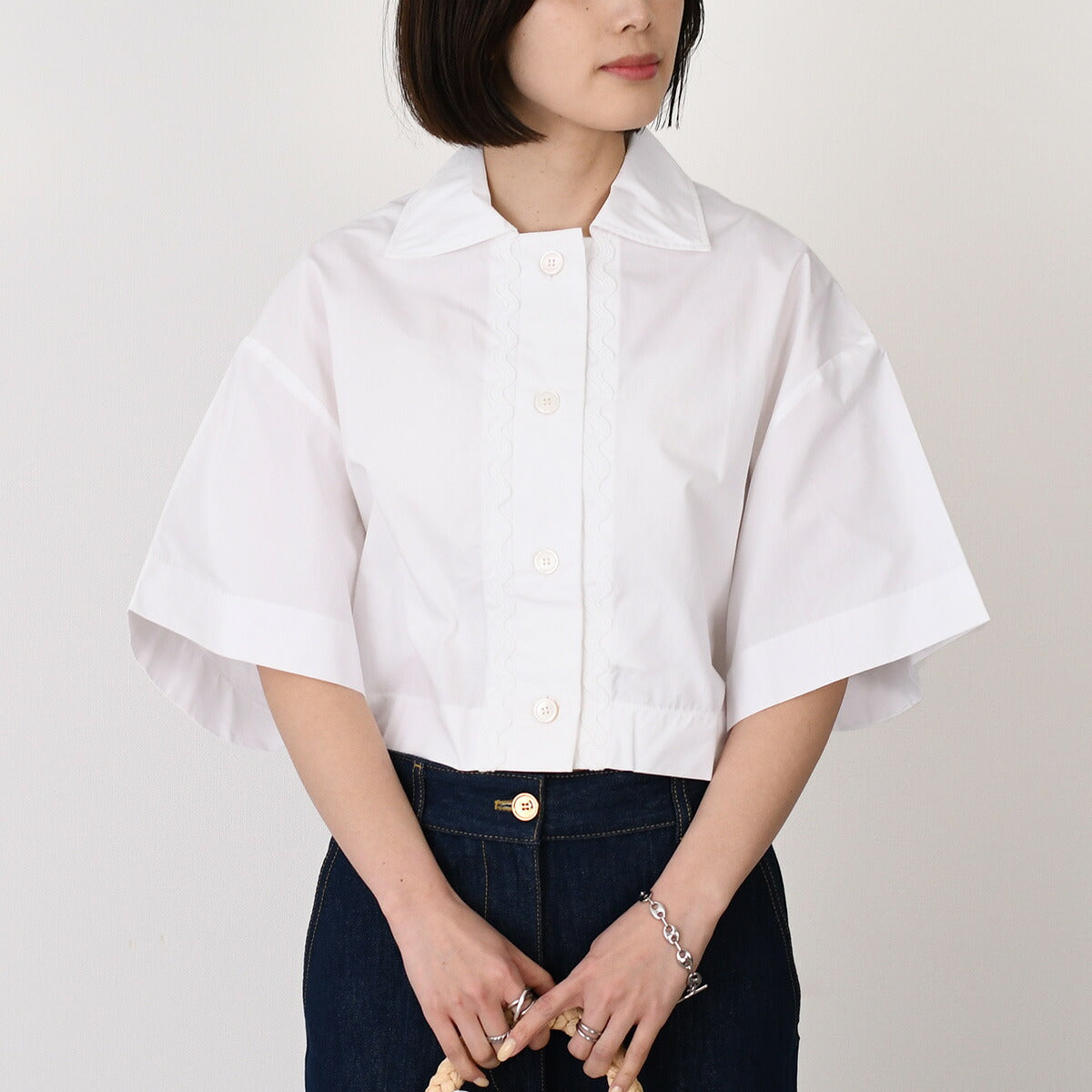 PATOU Sustainable cotton wave cropped shirt 