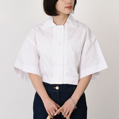 PATOU Sustainable cotton wave cropped shirt 