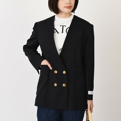 PATOU 테크 울제 노칼라 더블 브레스트 재킷 