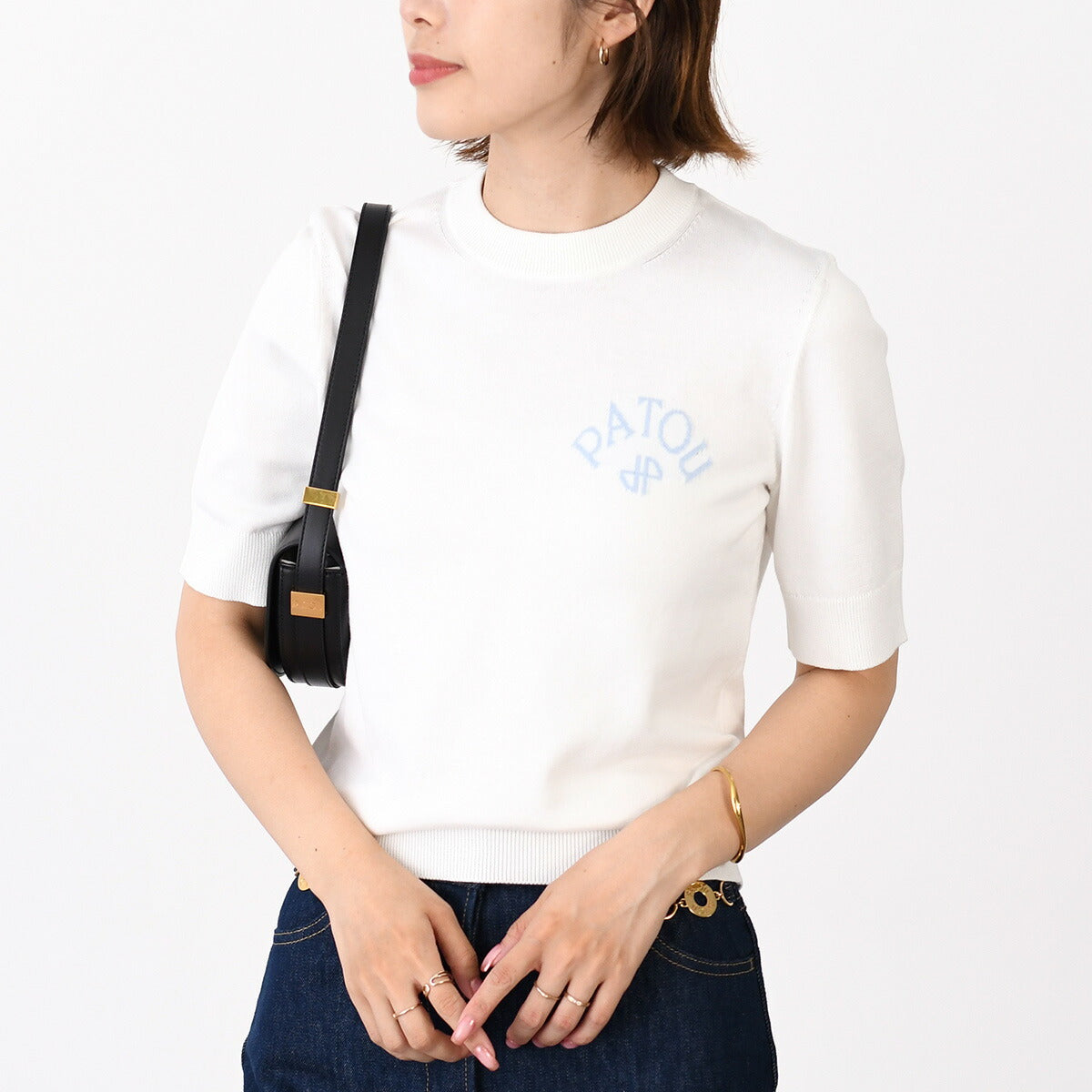 PATOU Organic cotton and polyester bow collar sweater 