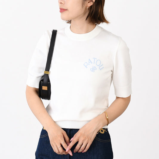 PATOU Organic cotton and polyester bow collar sweater 