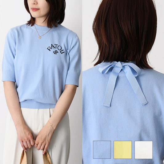 PATOU オーガニックコットン＆ポリエステル ボウ カラー セーター