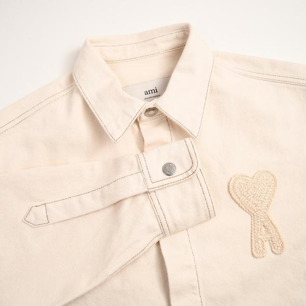 AMI PARIS AMI DE COEUR アミパリス Ami de Coeur カラーコットンツイル クロップド シャツ