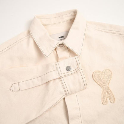 AMI PARIS AMI DE COEUR アミパリス Ami de Coeur カラーコットンツイル クロップド シャツ