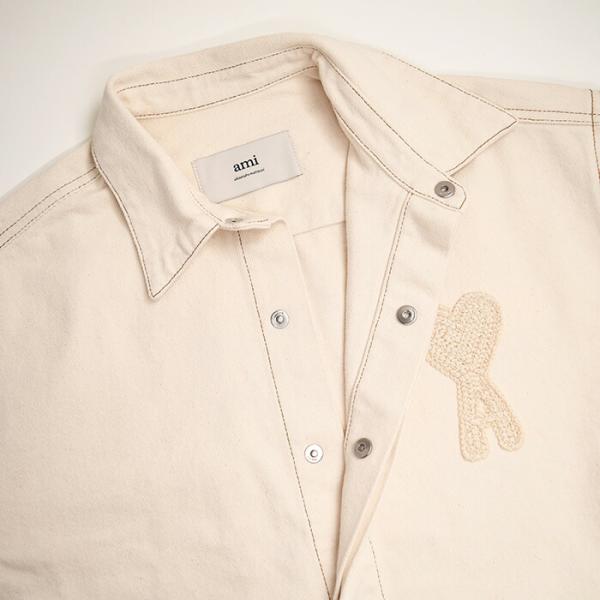 AMI PARIS AMI DE COEUR アミパリス Ami de Coeur カラーコットンツイル クロップド シャツ