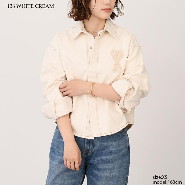 AMI PARIS AMI DE COEUR アミパリス Ami de Coeur カラーコットンツイル クロップド シャツ